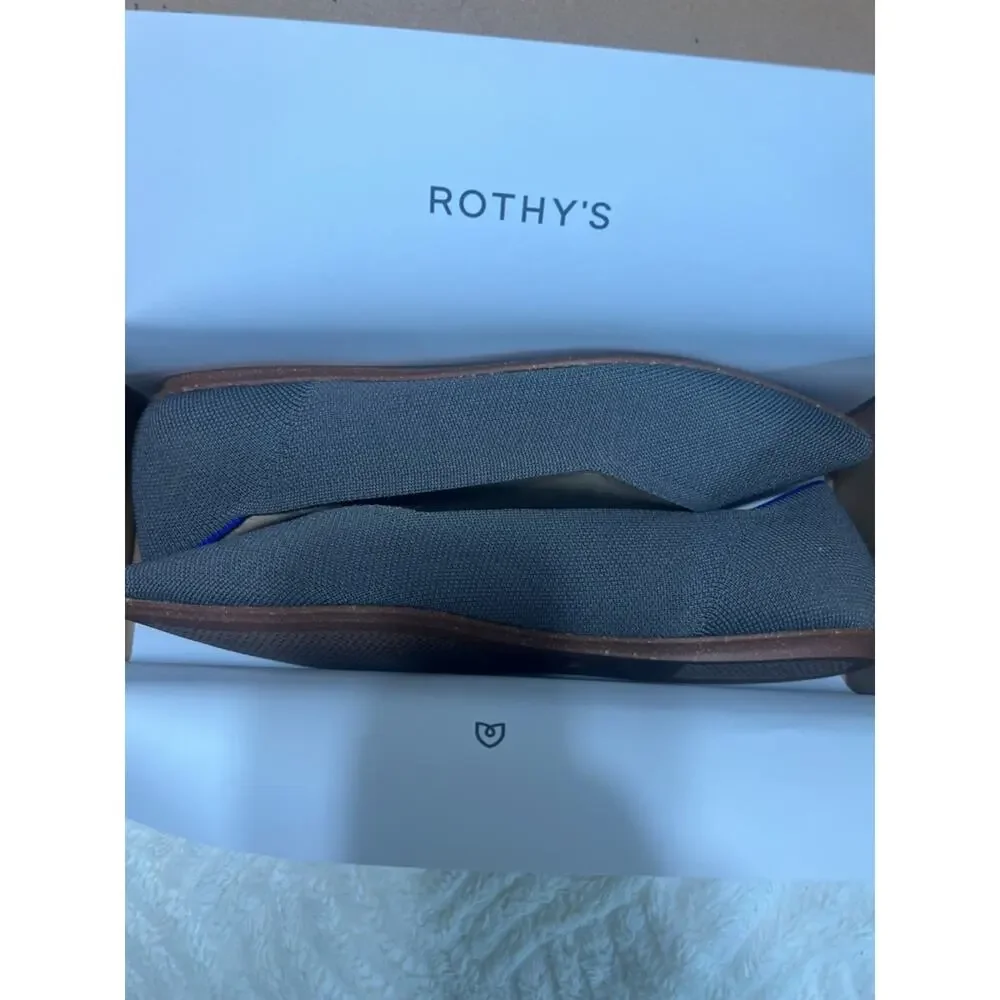 Rothy’s The Point Pebble Grey Flats NIB Size 9.5